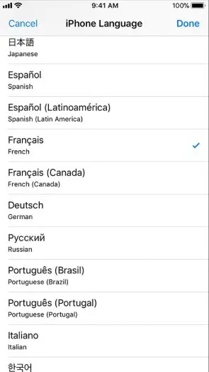 Apple works perfectly with 21 languages on all versions of iPhones